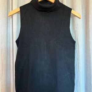 Chic Black Sleeveless Turtleneck Top